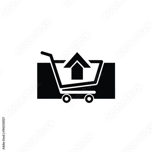 Vector illustration of shopping cart with house symbol inside representing e commerce and real estate concepts