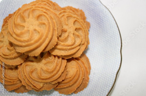 Stack of coffee butter almond cookies