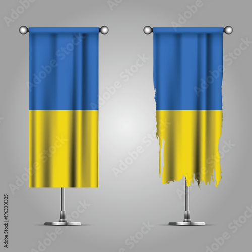 Double Style UKRAINE Flag Banners, Official Clean and Grunge Torn Look