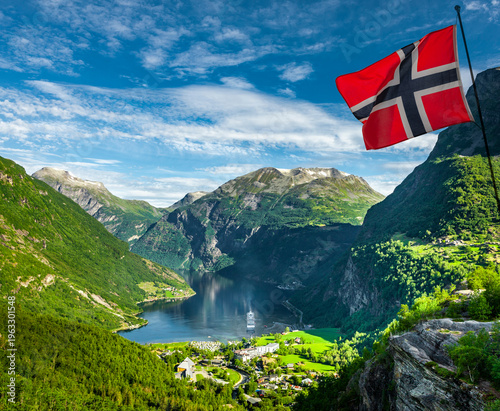 View to Flåm at Geiranger Fjord in Norwegen