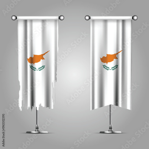 Fotografie Double Style CYPRUS Flag Banners, Official Clean and Grunge Torn Look