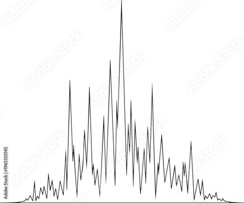 Black thin line graph with sharp peaks and valleys on white background