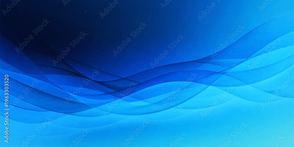 Obraz premium A futuristic blue wave design featuring smooth flowing lines and a gradient light texture creates a swirl of motion in this abstract vector illustration backdrop