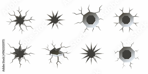 Cracked wall designs a collection of broken surface effects and shapes