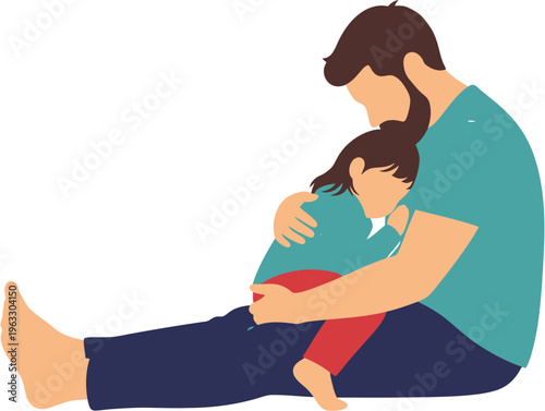 A father's loving embrace heartwarming illustration of paternal bond and childhood innocence