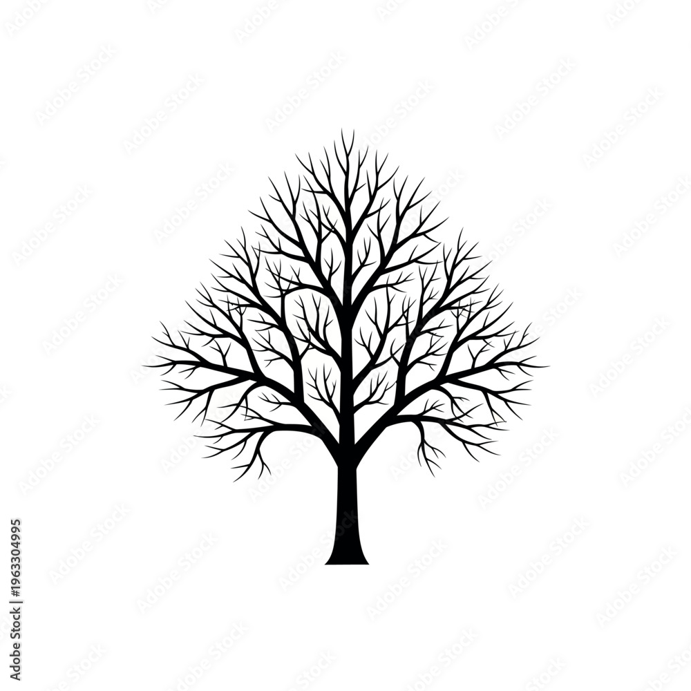 Fototapeta premium Bare Tree Silhouette Vector Illustration.