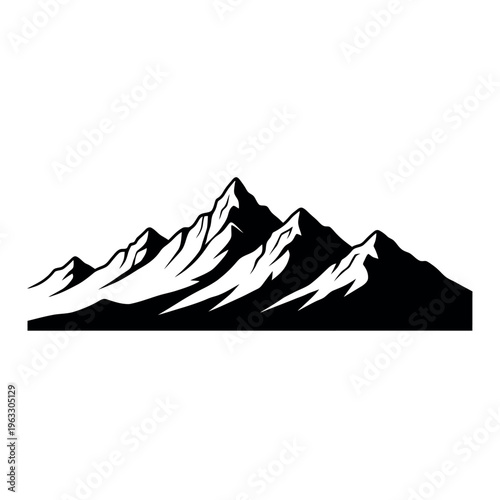 Majestic Mountain Range Silhouette Vector Illustration.