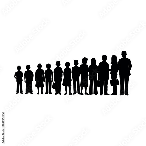 Human life stages silhouette growth development.