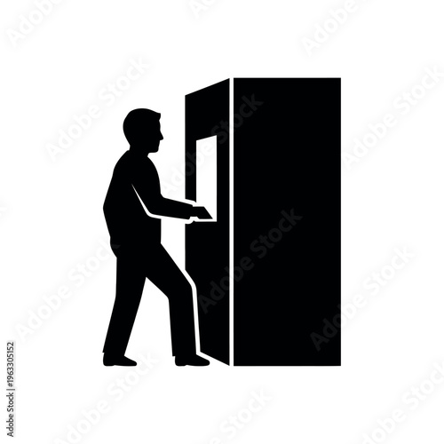Man using an ATM machine silhouette.