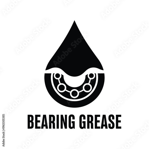 Vector illustration of a bearing grease logo with a drop and gear inside