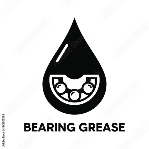Vector illustration of a smiling grease droplet with bearings inside for lubrication concept
