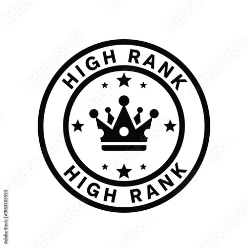 Vector illustration of a high rank badge with crown and stars symbolizing excellence and prestige online