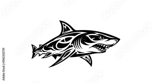 Black shark tattoo design art.