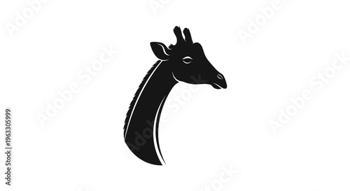 Black silhouette of giraffe head.