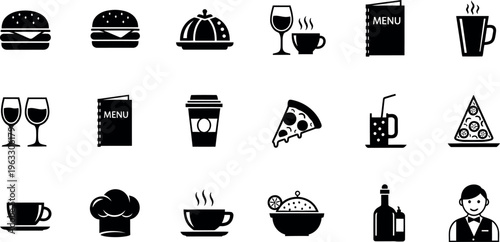 Food and beverage icons collection for restaurant or cafe branding