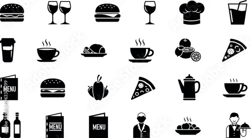 Food and beverage icons collection for restaurant or cafe branding