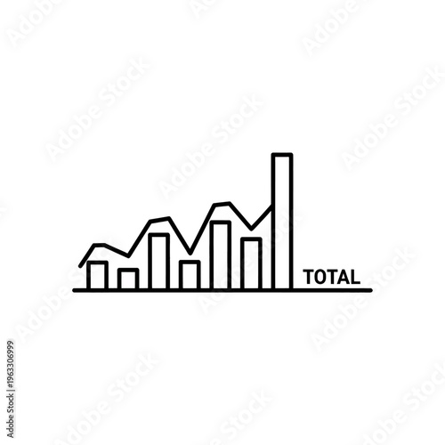 Total Growth Chart Icon Illustration Line Style Simple Design for Business Finance and Statistics Analysis Vector Graphic