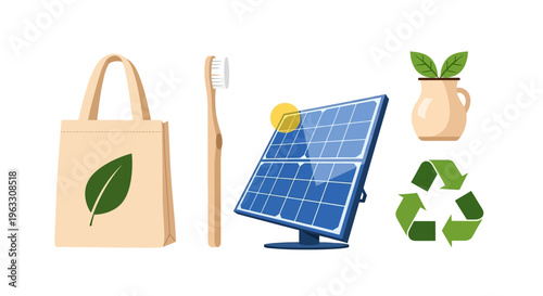 Eco-friendly items for sustainable living on display