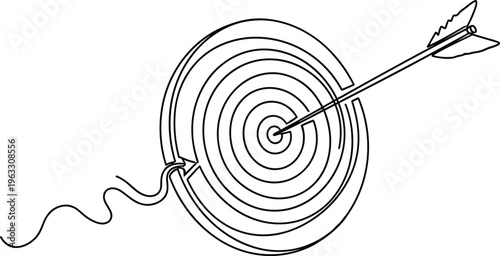 Target and arrow line art vector illustration, precision accuracy icon design, success symbol artwork, goal achievement concept background set