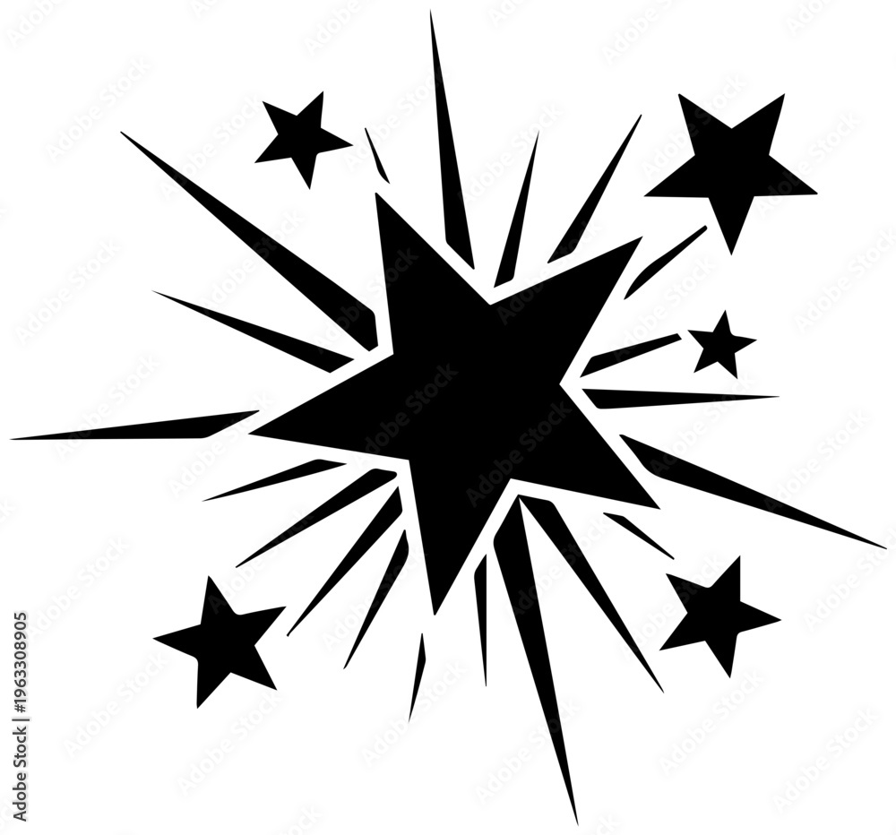 Obraz premium Dramatic explosion of stars in a burst of energy and movement