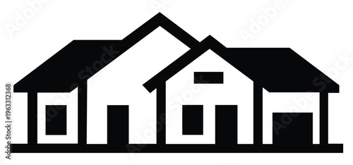 Minimalist black and white house icon vector illustration for real estate design