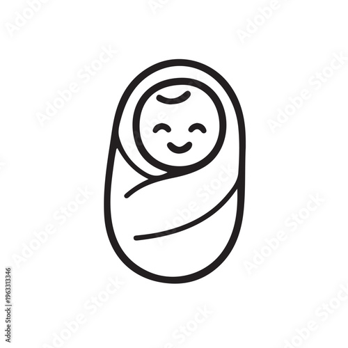 Adorable newborn baby wrapped in a cozy swaddle blanket.
