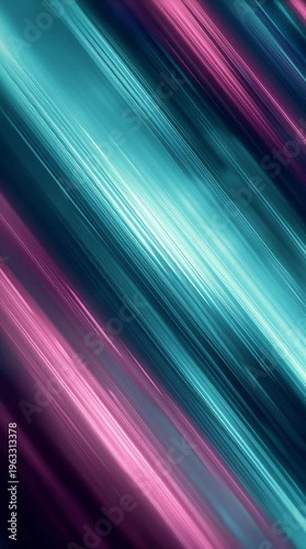 Abstract, light trails and motion blur background with vibrant pink, teal and blue streaks creating a dynamic energy flow for technology, speed and futuristic design. Speedlines, bokeh and