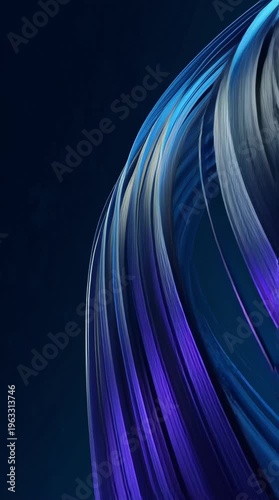 Abstract, fluid and dynamic motion with swirling blue and purple paint streaks creating a modern design for technology, innovation and digital art with flowing liquid texture in dark background