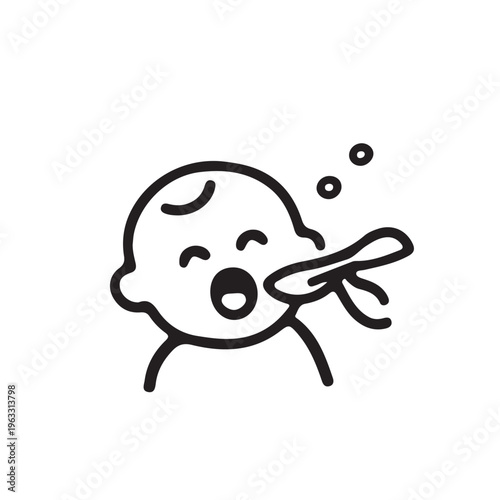 Cute baby being fed with a spoon during mealtime.
