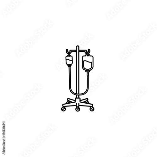 Medical infusion iv drip stand, sketch style icon, line art