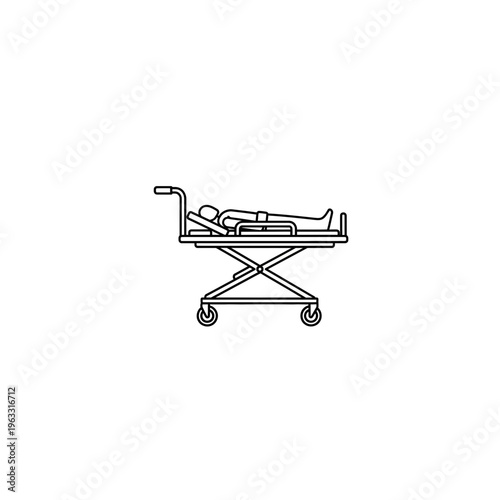 Medical stretcher with patient icon line art vector hospital transport
