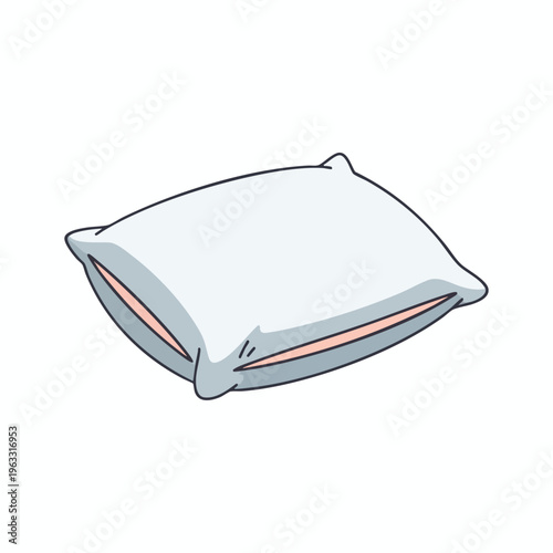Simple gray pillow with pink accents, isolated on white
