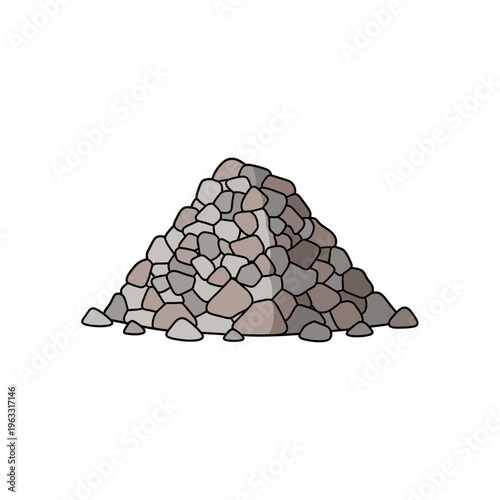 Large pile of natural river rocks and pebbles outdoor construction material