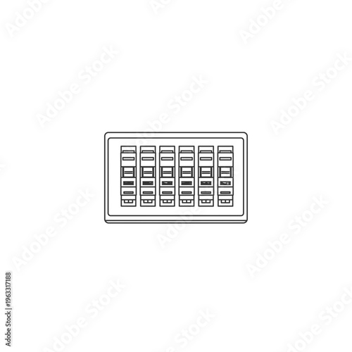 Electrical fuse box panel breaker switch board illustration monochrome style