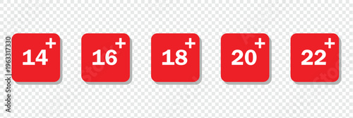 Set isolated age restricted 3, 5, 9, 13, 16, 18, 21 plus yeas old, age restricted under 3, 5, 9, 13, 16, 18, 21 , Perfect for adding clear age restrictions and warnings with stylish, websites, apps . 