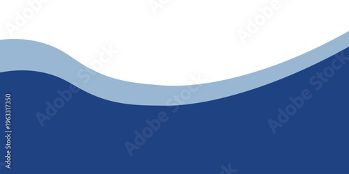 A professional abstract vector design featuring flowing waves in shades of navy and light blue on a white background.