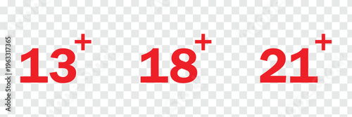 Set isolated age restricted 3, 5, 9, 13, 16, 18, 21 plus yeas old, age restricted under 3, 5, 9, 13, 16, 18, 21 , Perfect for adding clear age restrictions and warnings with stylish, websites, apps . 