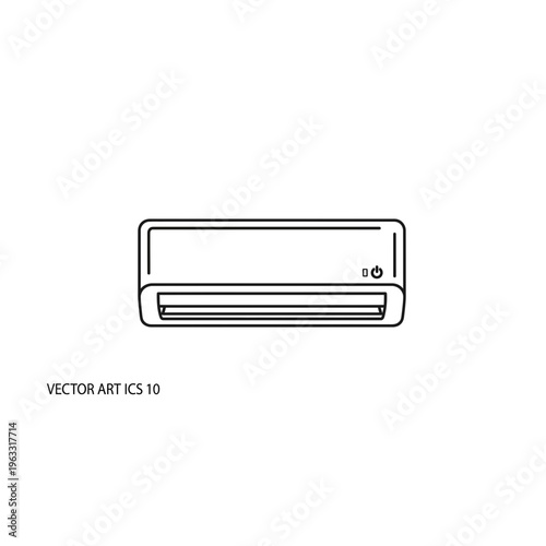 Wall-mounted split air conditioner unit line art vector icon illustration