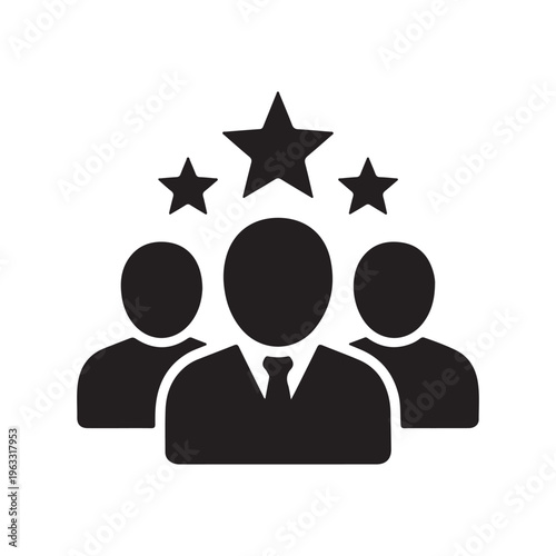 Team Leadership Icon with Star Rating Business Success and Top Performer Concept