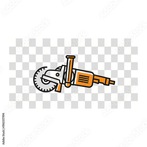 Flat design orange angle grinder tool outline icon illustration