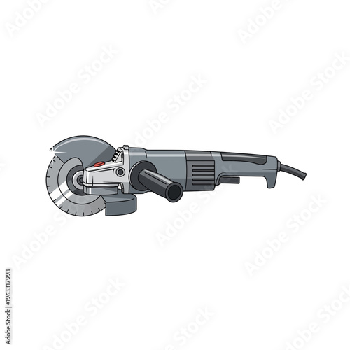 Detailed gray angle grinder power tool for industrial construction use