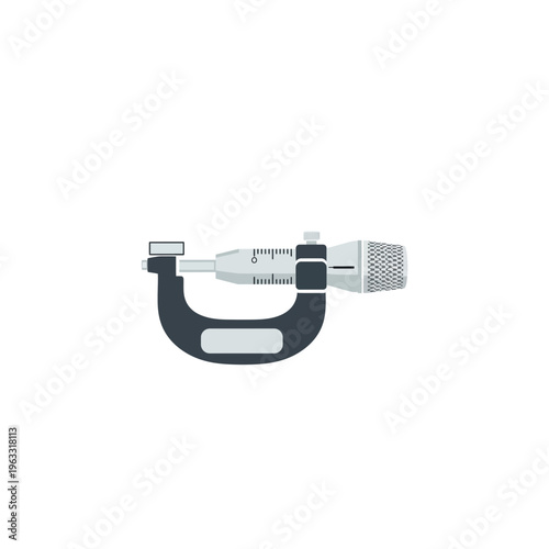 Flat vector micrometer measurement tool icon for engineering