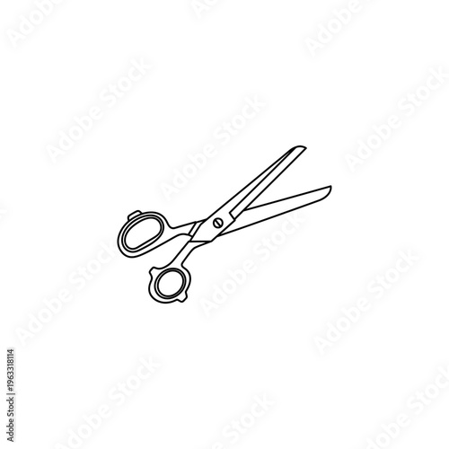 Minimalist black scissors icon for sewing and tailoring crafts