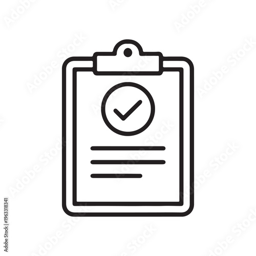 Clipboard Checklist Icon with Checkmark Task Management and Approval Concept
