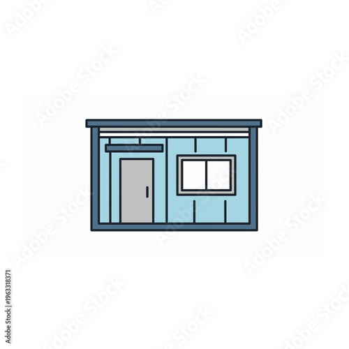 Flat vector icon of a modern prefabricated cabin or office