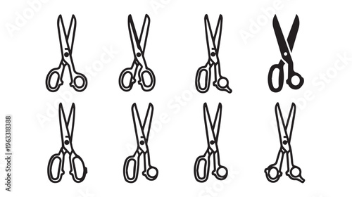 Eight Scissors Icons Collection Various Styles Isolated