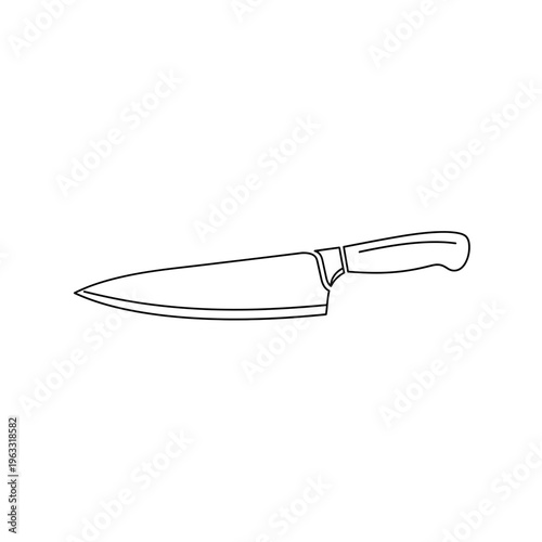 Hand drawn kitchen chef knife line art illustration for culinary design