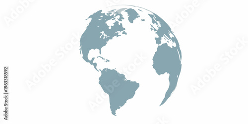 Stylized depiction of earth showing continents and oceans in blue tones