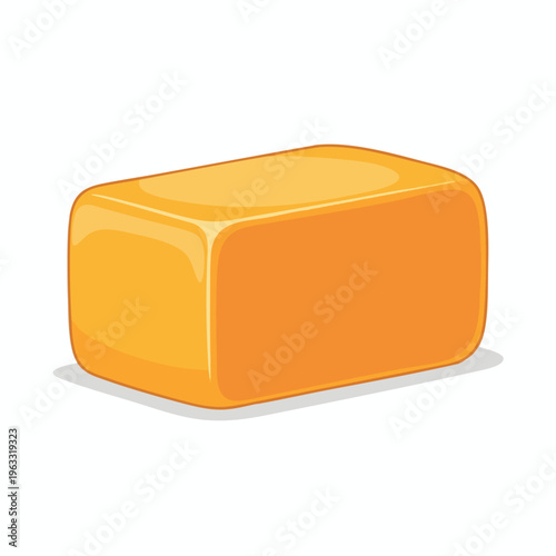 A bright orange, rectangular block with rounded edges and a glossy finish