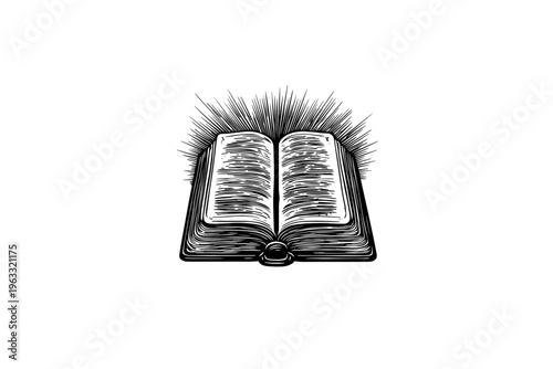 Bible Vintage Illustration, Vector, Hand Drawn Engraving Style,  Black and White 